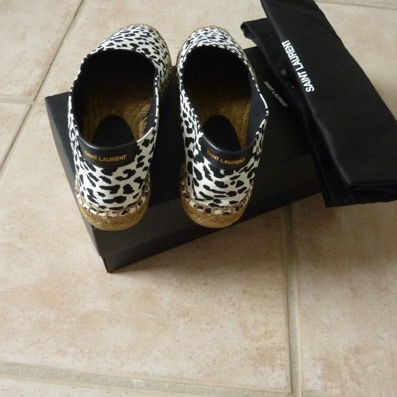 Saint Laurent Animal-Print Canvas Espadrilles 7.5 - Picture 8 of 14
